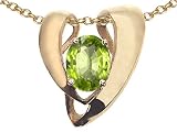 1.80 cts Genuine Peridot Heart Shaped Pendants - 14kt White or Yellow Gold