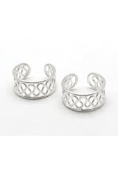 Sterling Silver Coiled Wirework Ear Cuff Pair Earrings