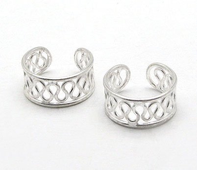 Sterling silver coiled wirework ear cuff pair earrings