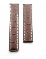 Leather Strap Band for Deployment 18/20 Breitling Brown #1