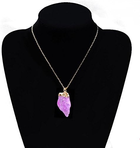 Natural Crystal Rose Red Quartz Stone Gemstone Pendant Women Irregular Necklace