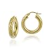 18k Gold Plated Sterling Silver Diamond-Cut 4x20 Clicktop Hoop Earrings
