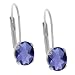 1.30 Ct Oval Checkerboard Shape Blue Iolite Silver Plated Brass Stud Earrings