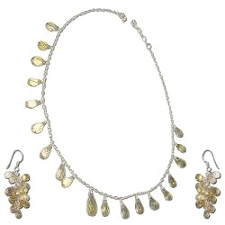 Fashion Necklace and Earring Sets Silver Citrin Jewelry (gnklcs392)