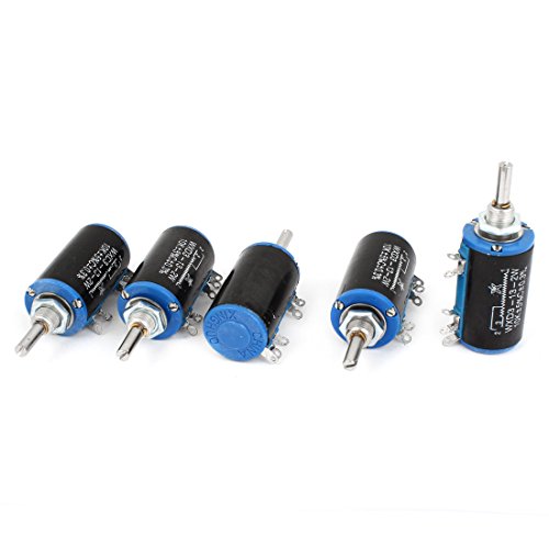 WXD3-13 10K ohm 2W 4mm Shaft Dia 10-Turn Wire Wound Potentiometer 5pcs