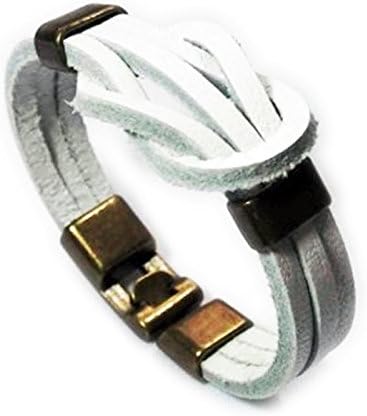 AUTHENTIC HANDMADE Genuine Leather Bracelet Wrist Band Rope Bangle Mens Womens Jewerly Steel Wristband Vintage Love Gift Braided Charm Cuff Bangle Style Fashion Craft Unisex Multi Men Women Moogu