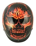 DOT Outlaw Solid Black with Flaming Evil Skull Half Helmet