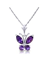 14k White Gold 18" Necklace with Amethyst Butterfly Pendant