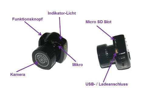 1 Euro kleine Mini Spion Kamera Spy Cam Video mit Ton 2MP + Zubehör RBrothersTechnologie Spion