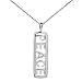 Sterling Silver Peace Open Bar Charm Pendant on 16in-18in Adjustable Box Chain Necklace