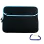 Gizmo Dorks (Black with Electric Blue Trim) Dual Pocket Zipper Laptop Carrying Case Sleeve (Checkpoint Friendly) with Carabiner Key Chain for the Apple MacBook Pro (13.3 Inch Display)