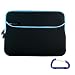 Gizmo Dorks (Black with Electric Blue Trim) Dual Pocket Zipper Laptop Carrying Case Sleeve (Checkpoint Friendly) with Carabiner Key Chain for the Apple MacBook Pro (13.3 Inch Display)
