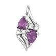 14K White Gold Amethyst and Diamond Pendant