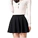 Fashion Womens Ladies High Waist Plain Pleated Flared Mini Skater,Black,One Size(Free Size)