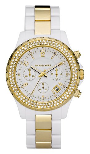 Michael Kors Gold-tone Stainless Steel and White Acetate Bracelet Ladies Watch MK5355