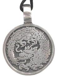 Detailed Dragon Design Pewter Pendant Necklace