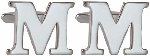 Parati(TM) Personalized Initial Cufflinks for Men Capital Alphabet Letter High-Quality Cufflinks(A-Z) Fashion Jewelry Christmas Valentine Gift for Lover Boyfriend Husband, White Gold Plated, 1 Pair, M