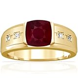 Reviews18K Yellow Gold Cushion Cut Ruby Mens Ring 18K Yellow Gold Cushion Cut Ruby Mens Ring