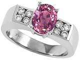 1.75 cts Genuine Pink Tourmaline and Diamond Ring - 14kt White or Yellow Gold