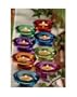 GLASS JEWEL-TONE TEALIGHT CANDLE HOLDERS - 2 RED, 2 PINK, 2 YELLOW and 2 BLUE (SET OF 8)