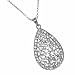 Clear Silvertone Rhinestone Teardrop Pendant Necklace Fashion Jewelry