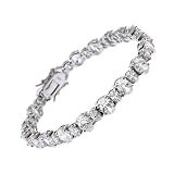 Silver Prong-Set Clear Cubic Zirconia Diamond Tennis Bracelet