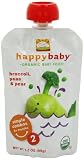 Happy Baby Organic Baby Food 2 Simple Combos, Broccoli, Peas and Pear, 3.5-Ounce Pouches (Pack of 16)