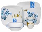 Corningware-Corelle 1074048 Ultra Asian Bloom 16 Piece Set - Square Round - Pack of 2