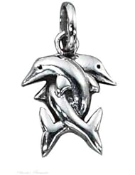 Sterling Silver Intertwined Dolphins Animal Charm