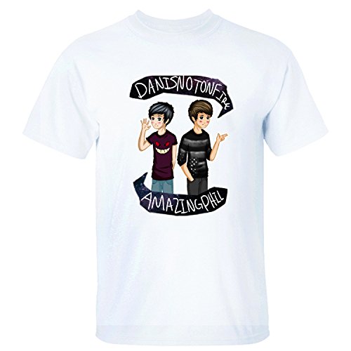 XFENG Men's Dan Amazing Phil 100% Cotton T-Shirt white L