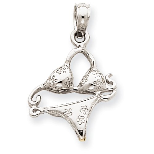 14k White Gold 3-D Bikini Bathing Suit Pendant