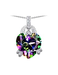 Original Star K (tm) Large Heart Shape 13mm Rainbow Mystic Topaz Designer Pendant in 925 Sterling Silver