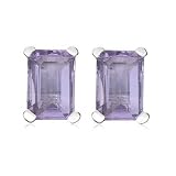 Image of 9ct White Gold Rectangle Amethyst Stud Earrings
