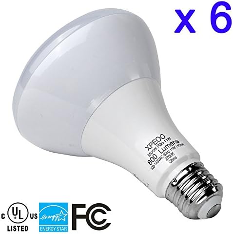 Xpeoo® Ul Listed LED Br30 Reflector 11watt (65 Watt Equivalent) Soft White (2700k) Dimmable Energy Star Qualified Flood Light Bulb with E26 Medium Base - 6 Pack