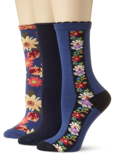 Ozone Women's 3 Pack Crew Socks,Navy,One Size