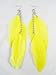 New Pair of Bright Yellow Three Feather Earrings with Rinestones