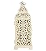 Ivenf Moroccan Style Matte White Cast Iron Handmade Square Candle Lantern, Great Decoration for Living Room, Balcony, Patio, Porch & Garden