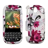 Premium White and Purple Flower Design Snap-On Cover Hard Case Cell Phone Protector for Palm Pixi