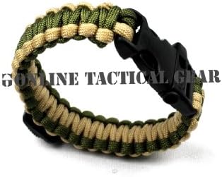 Paracord Bracelet With Whistle Built Into Buckle and Compass - By OTG (OD Green (Main) Tan (Trim), Small 7.5 Inch)
