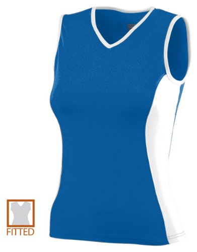 Augusta Sportswear Ladies V-Neck Sleeveless Top, Royal White, Large On Sale