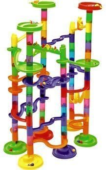 XStunt Super Deluxe Marble Race (105pcs) Large Construction Edition includes 75 Building Blocks & 30 Custom Balls by XStunt