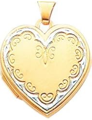 14K Two Tone Gold Family Heart Locket Jewelry New