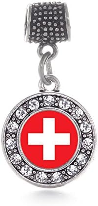 Inspired SilverSilver Circle Charm for Bracelet with Cubic Zirconia Jewelry