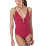 Mossimo Black: 1-pc. V-Neck Swimsuit - Berry