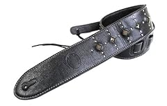 Gaucho Black Studded Genuine Leather Guitar Strap for Electric/Acoustic/Bass Guitar
