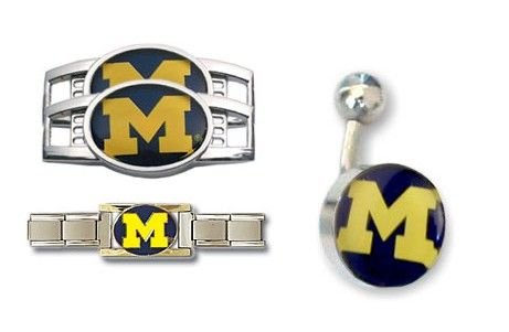 Michigan Wolverines ProStarter Bracelet/Belly Ring/ Shoe Thingz Charm Package
