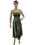 Womens Hunter Green Satin Chick Spaghetti Strap Smocked Long Maxi Dress