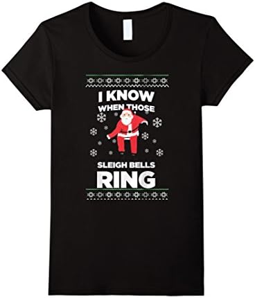 Women's I Know When Those Sleigh Bells RING- Ugly Christmas Sweater Medium Black