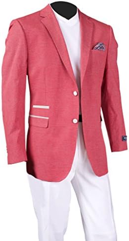 Inserch Mens Spring Blazer Jacket with Contrast Pocket Trim and Elbow Patch