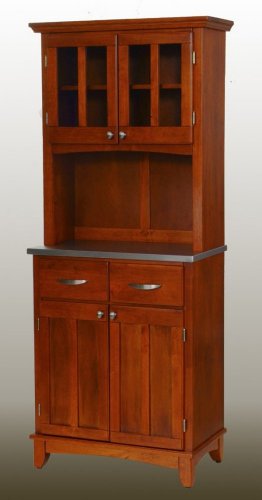 Buffet - Cottage Oak Buffet with Two Door Hutch and Stainless Top - Home Styles - 5001-0063-62